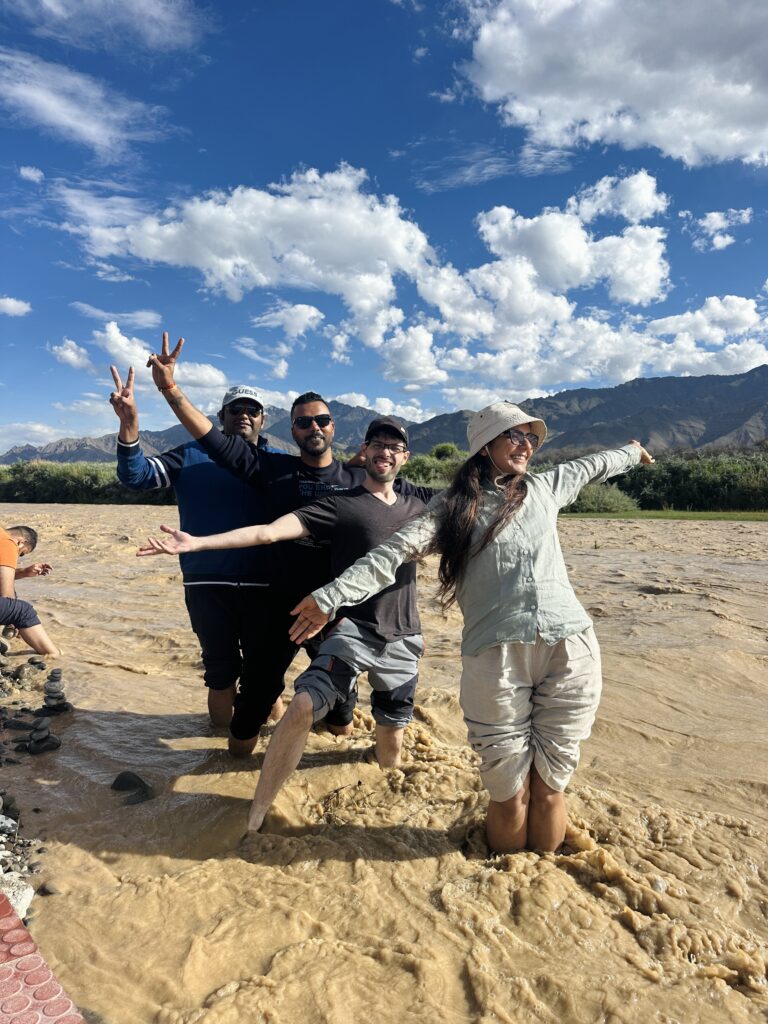 Unwinding the day at Sindhu Ghat which is on Indus river, Classical Hatha Yoga Retreat, Leh, Ladakh