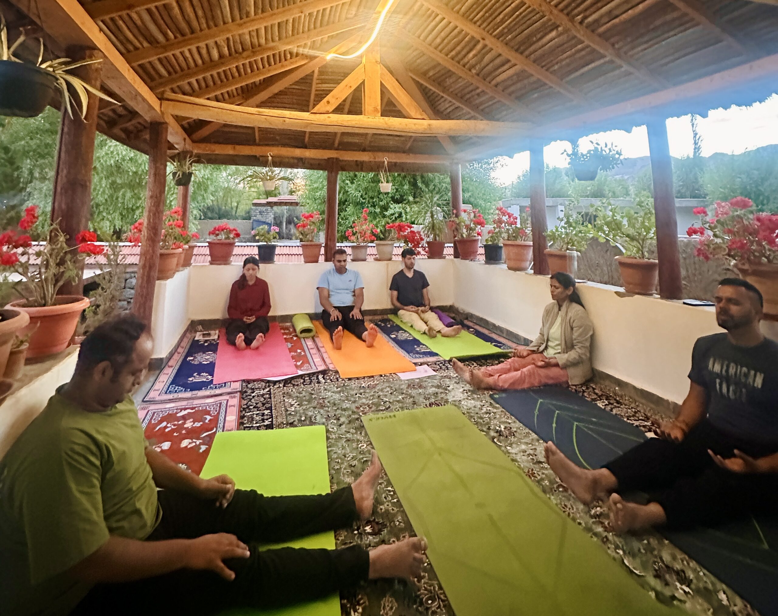 Guided meditation in progress, Classical Hatha Yoga Retreat, Leh, Ladakh