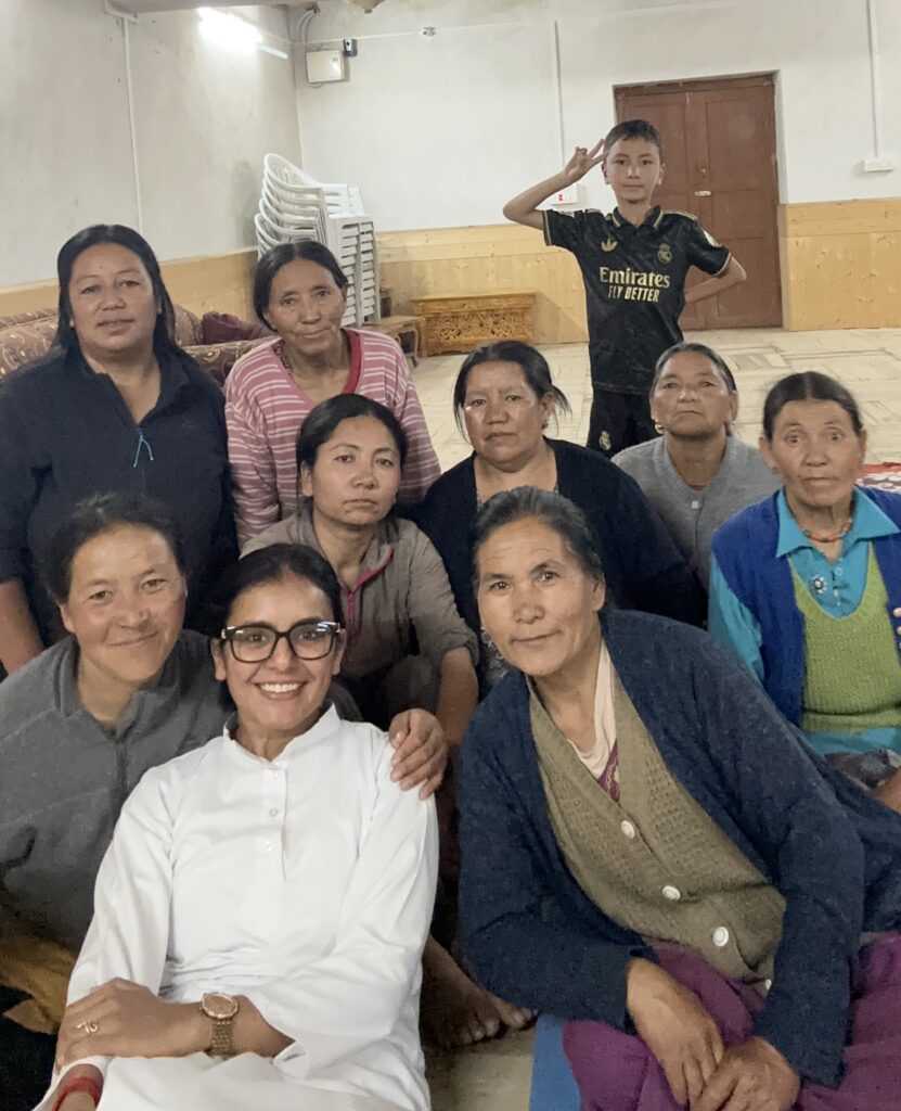 After yoga class picture with students in Saspochey, Saspol, Ladakh